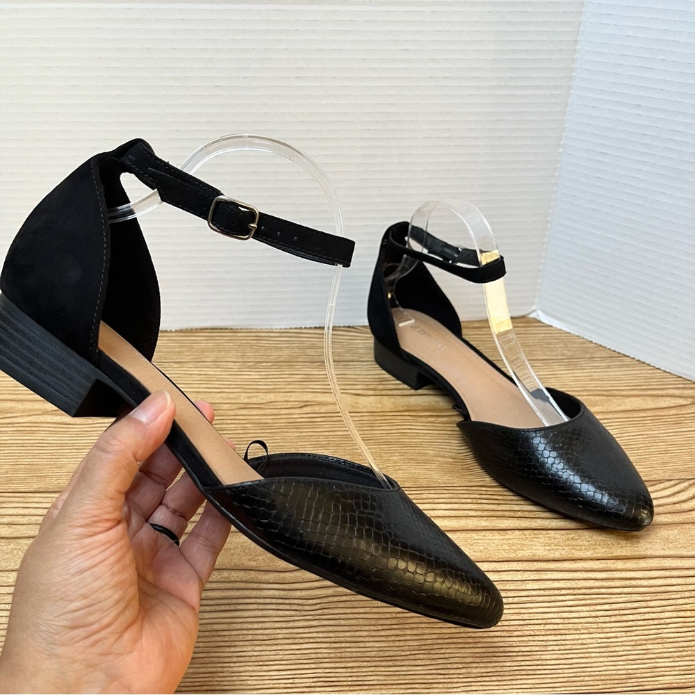 Lane Bryant Ankle Strap Black Flats Size 9W